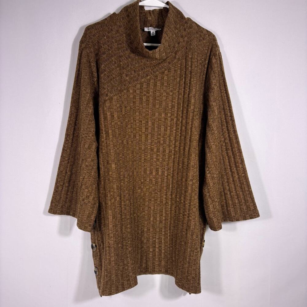NorthStyle Brown Ribbed Cowl Neck Tunic Sweater Size 3XL Bin2
